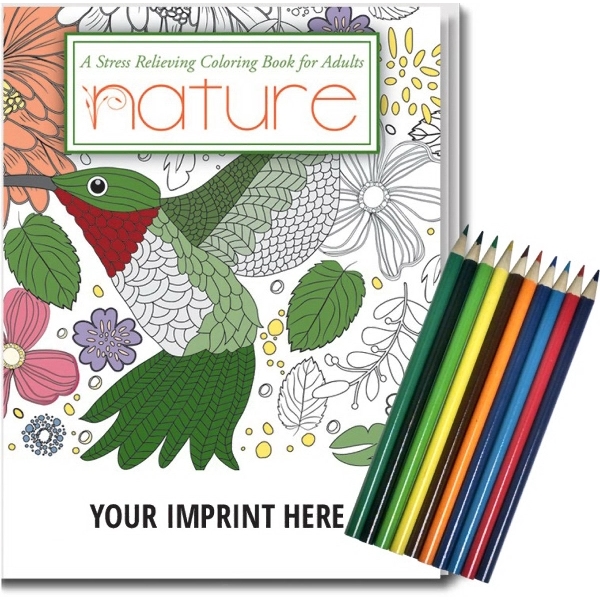 Relax Pack-Nature Coloring Book for Adults + Colored Pencils