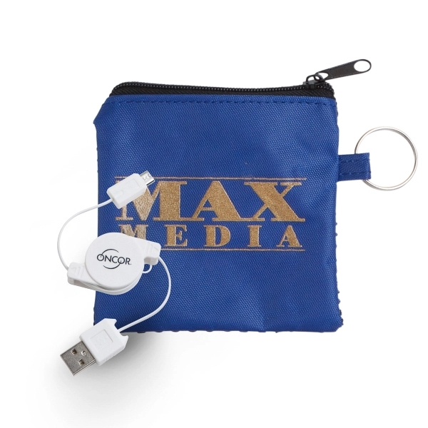Mesh Tech Pouch w/Retractable USB to Micro USB Cable - Image 2