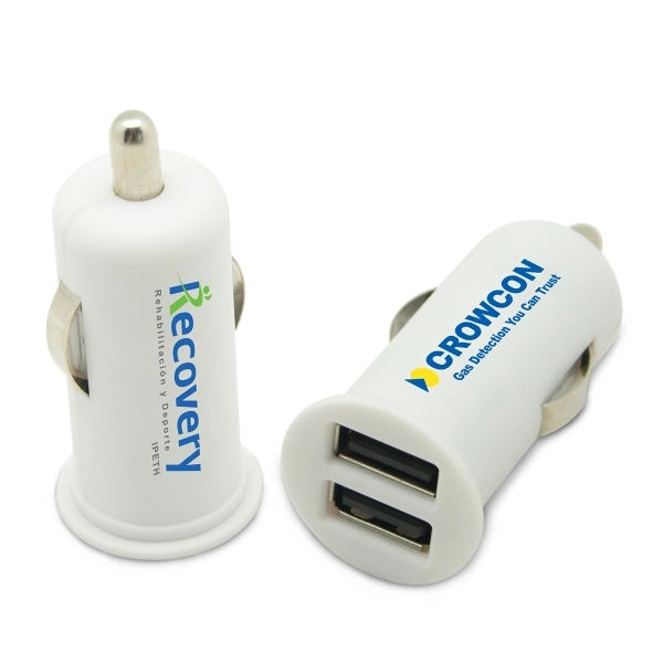 Galaxy Dual Car Charger - White - Image 1