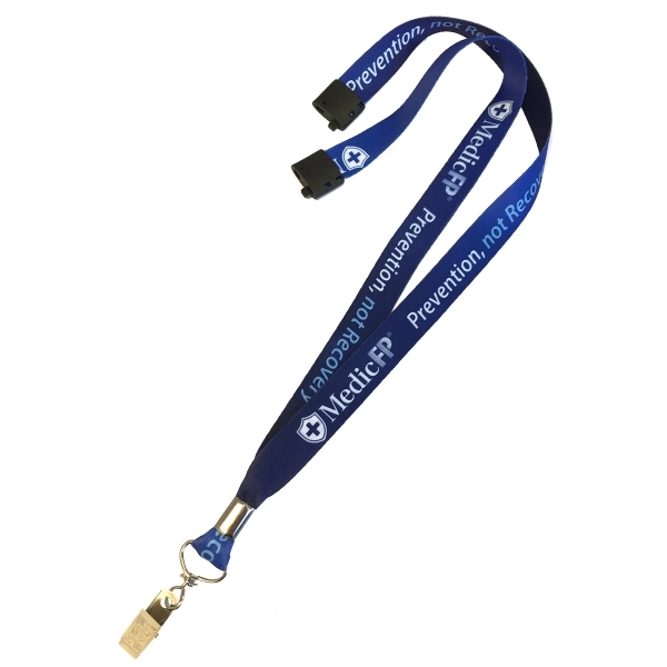 3/4" Polyester Lanyard with 5" W x 3" H Plastic ID Badge - Image 1