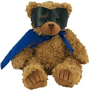 8" Super Hero Bear with Vinyl Mask and Blue Cape