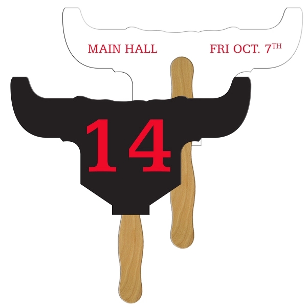 Longhorn Bull Auction Hand Fan Full Color - Image 1
