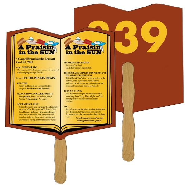 Open Book Auction Hand Fan Full Color - Image 1
