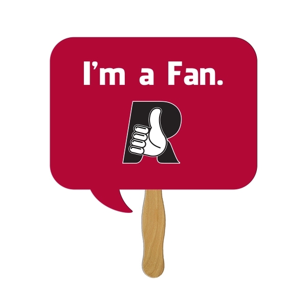 Square Thought Bubble Hand Fan Full Color - Image 1