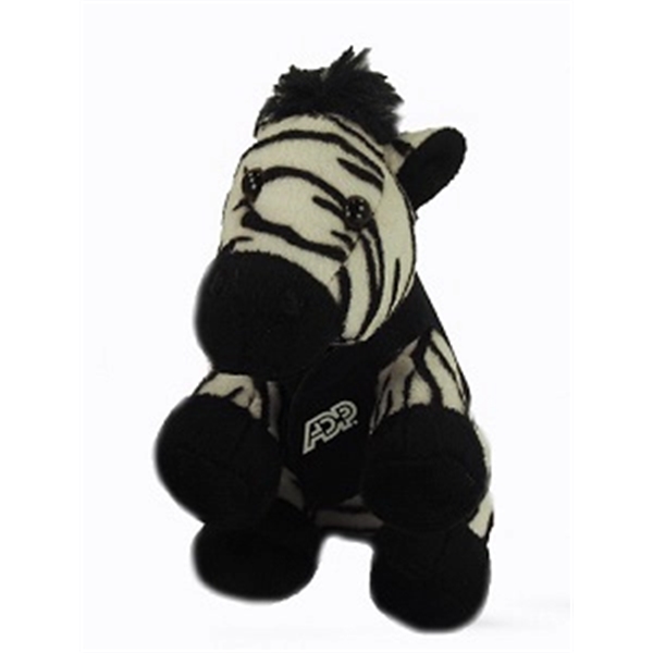6" Lil' Zebra with vest and one color imprint