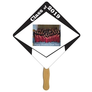 Graduation White Cap Hand Fan