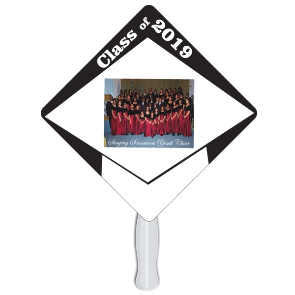 Graduation White Cap Hand Fan - Image 2