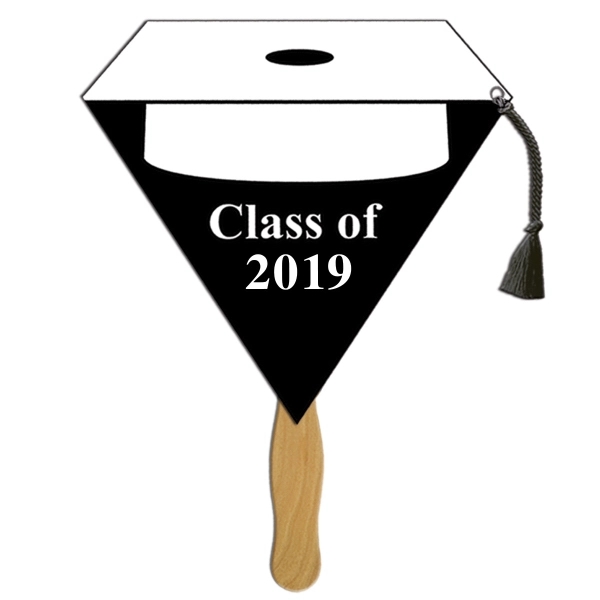 Graduation White Cap Hand Fan - Image 1