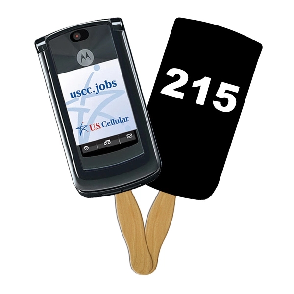 Cell Phone Auction Sandwiched Hand Fan Full Color - Image 1