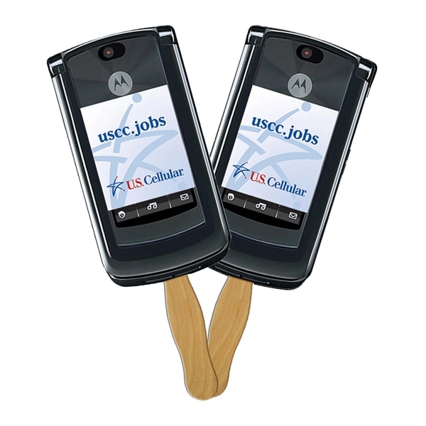 Cell Phone Sandwiched Hand Fan Full Color - Image 1