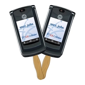 Cell Phone Sandwiched Hand Fan Full Color