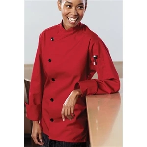 Smooth Front Chef Coat- Black, red