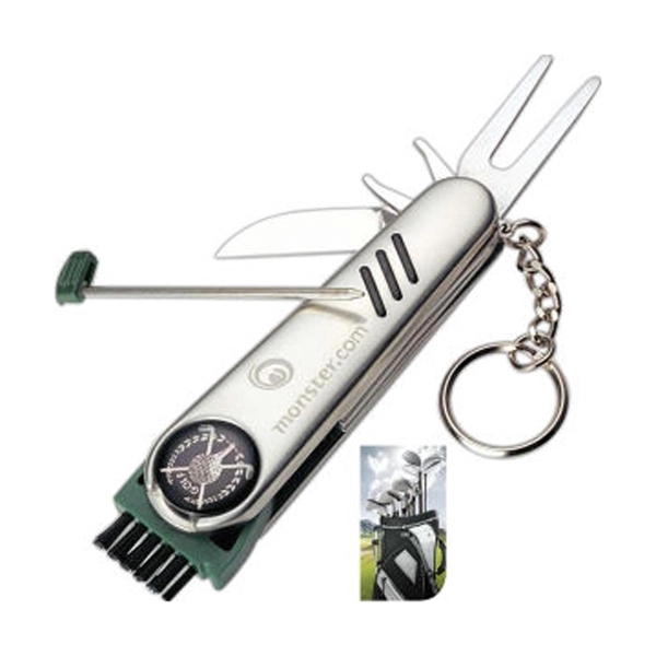 Stainless Steel Pocket Golf Tool Kit 7-in-1 Keychain