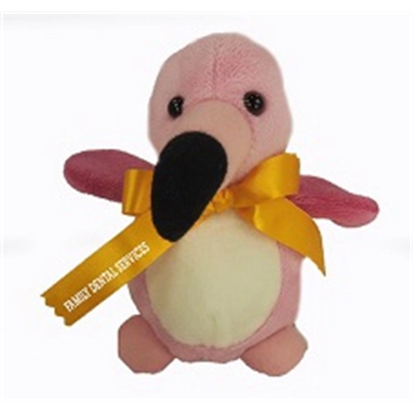 5" Baby Flamingo with ribbon and one color imprint
