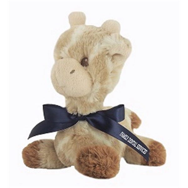 8" Loppy Giraffe with ribbon and one color imprint