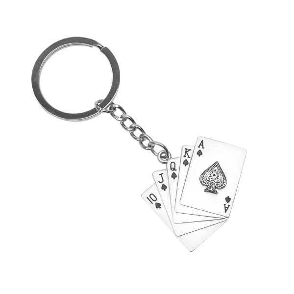 Royal Flush Poker Cards Metal Key Tag - Small - Image 1
