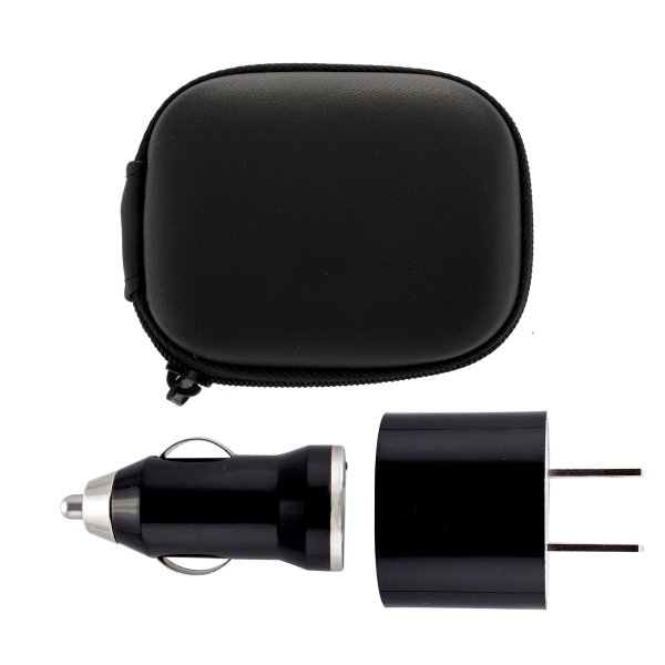 Wall/Car USB Charging Set with Case - Image 2