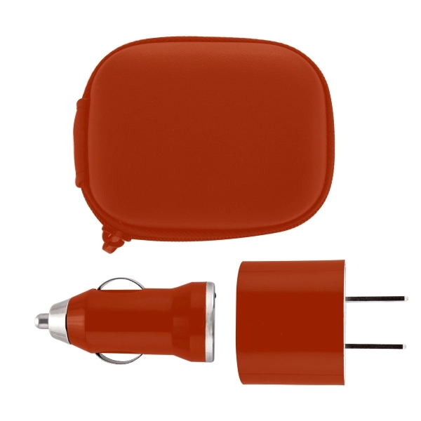 Wall/Car USB Charging Set with Case - Image 3