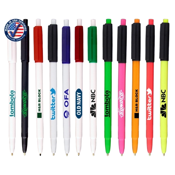 USA Made Plunger Action Stick Pen w/ Cap