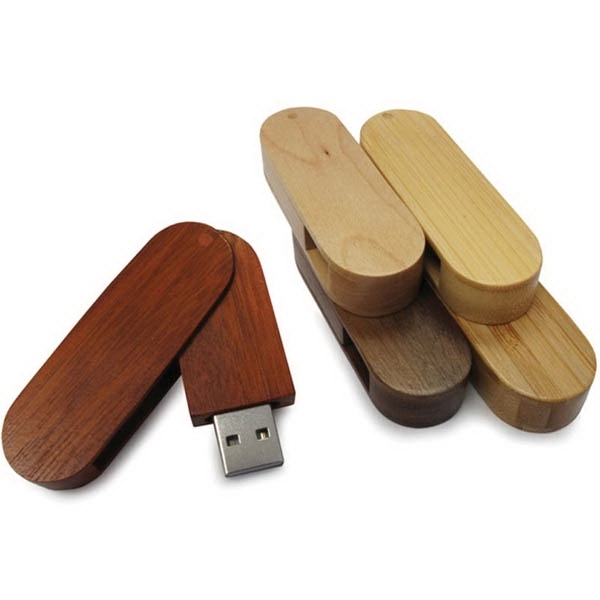 Wooden Swivel  USB Drive 2.0 - Image 1