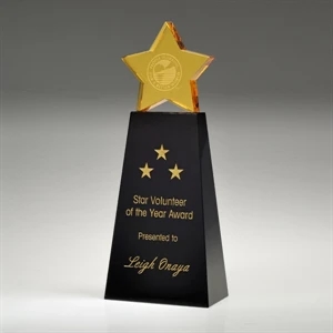 Award-Golden Star With Black Base 6"