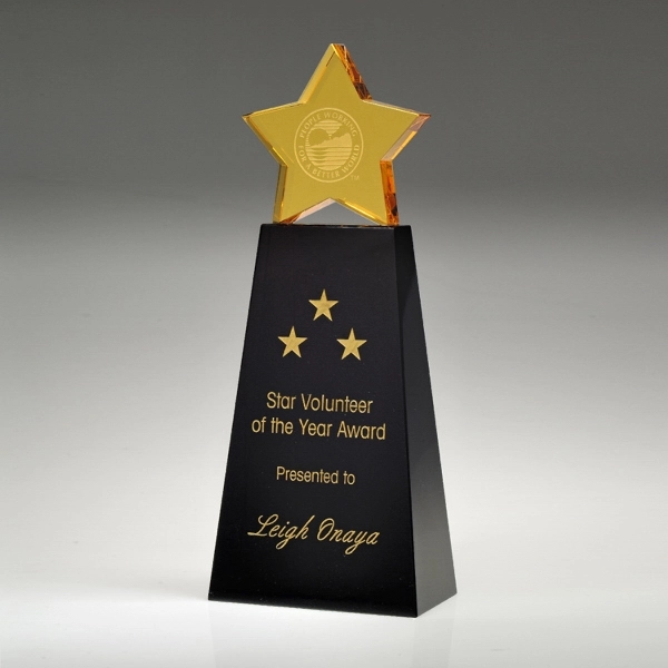 Award-Golden Star With Black Base 7"