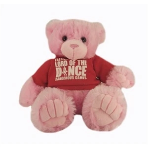 9" Pink Peter Bear with t-shirt and one color imprint