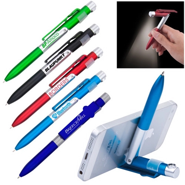 3 In 1 Smartphone Stand LED Writing Light Ballpoint Pen