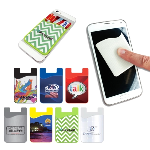 Silicon Smartphone Wallet with Removable Screen Cleaner - Image 1
