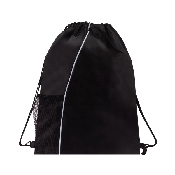 210D Drawstring Backpack with Front Elastic Mesh Pocket - Image 2