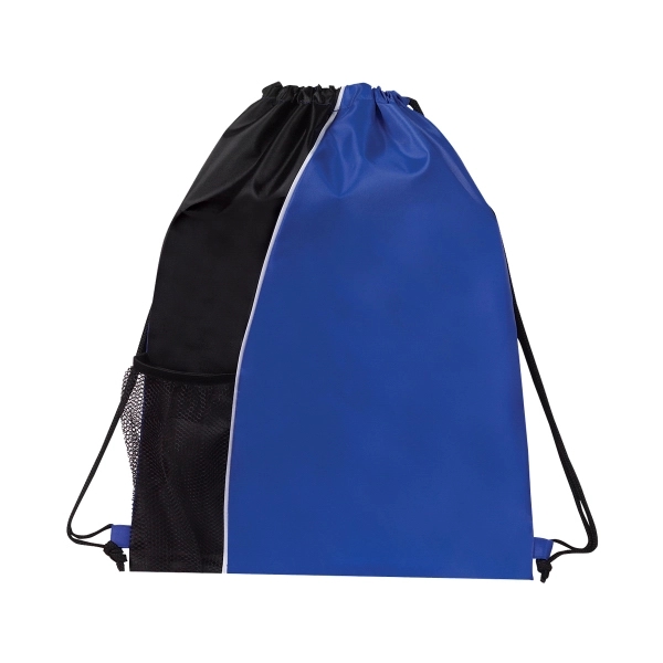 210D Drawstring Backpack with Front Elastic Mesh Pocket - Image 3