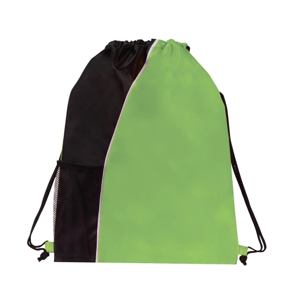 210D Drawstring Backpack with Front Elastic Mesh Pocket - Image 4