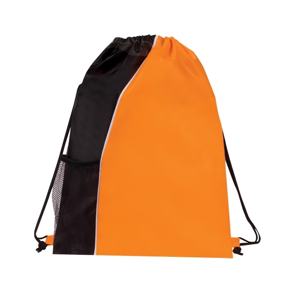 210D Drawstring Backpack with Front Elastic Mesh Pocket - Image 6