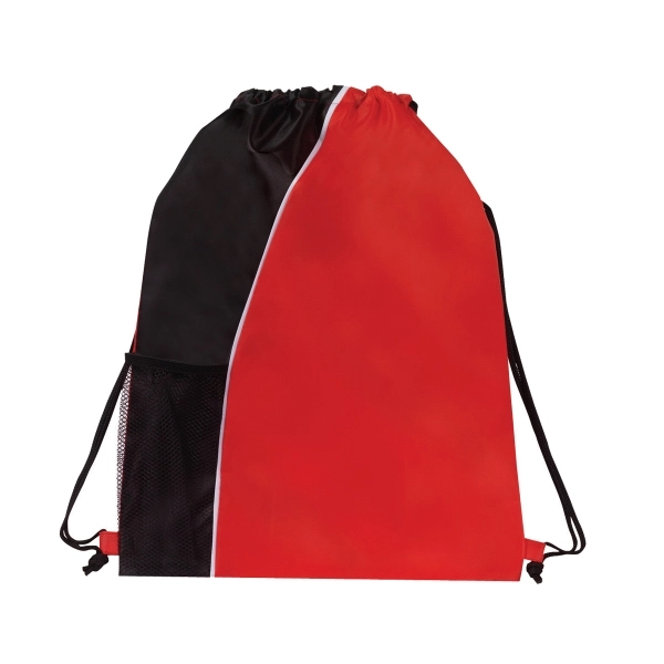 210D Drawstring Backpack with Front Elastic Mesh Pocket - Image 7