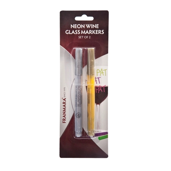 Neon Wine Glass Marker, Set of Two - Gold & Silver - Image 2