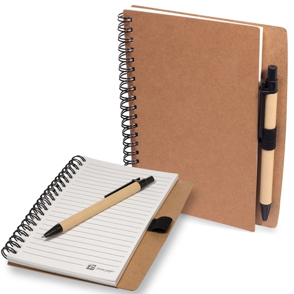 Stone Paper Spiral Notebook with Pen - Image 2