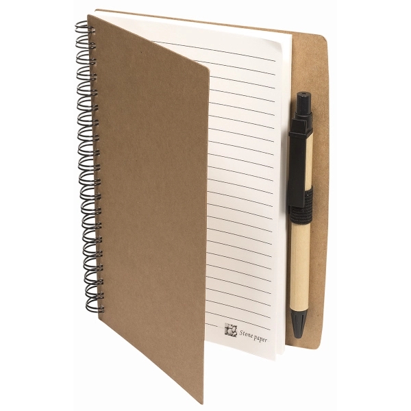 Stone Paper Spiral Notebook with Pen - Image 4