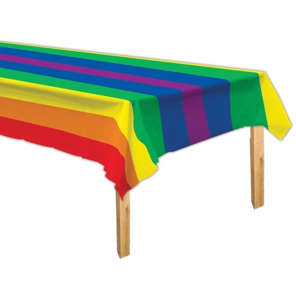 Rainbow Plastic Table Cover - 54" x 108"
