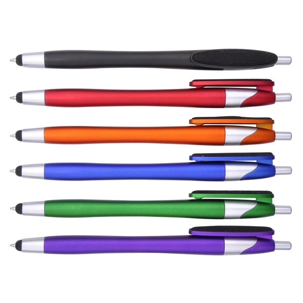 Stylus pen with fiber cloth screen cleaner on clip - Image 1