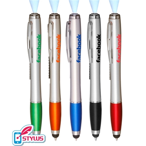 Union Printed, Promotional "3-in1" LED Flashlight Stylus Pen - Image 2