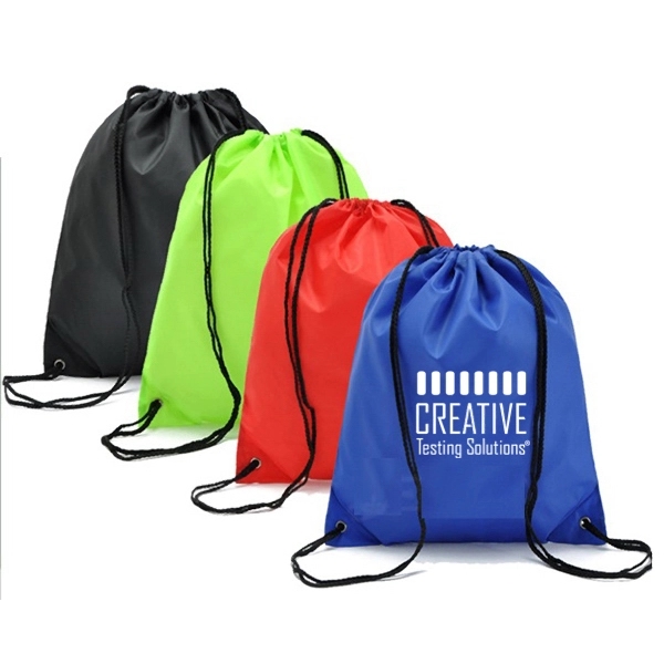 Nylon Drawstring Backpack w/ Reinforced Corner Gym Backpack - Image 1