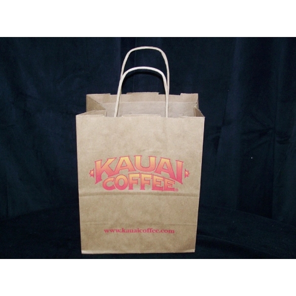 Custom Print Recycled Kraft Flat Handle Shopping Bag - Image 2