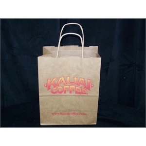 Custom Print Recycled Kraft Flat Handle Shopping Bag