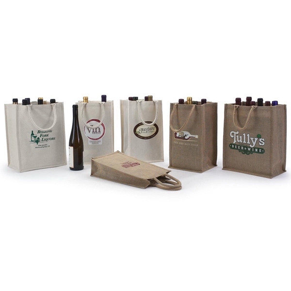 Wine Bottle Bags: Jute Wine Bottle Bags - Image 1