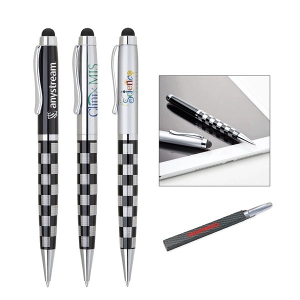 Heavyweight twist action ballpoint pen with stylus - Image 1