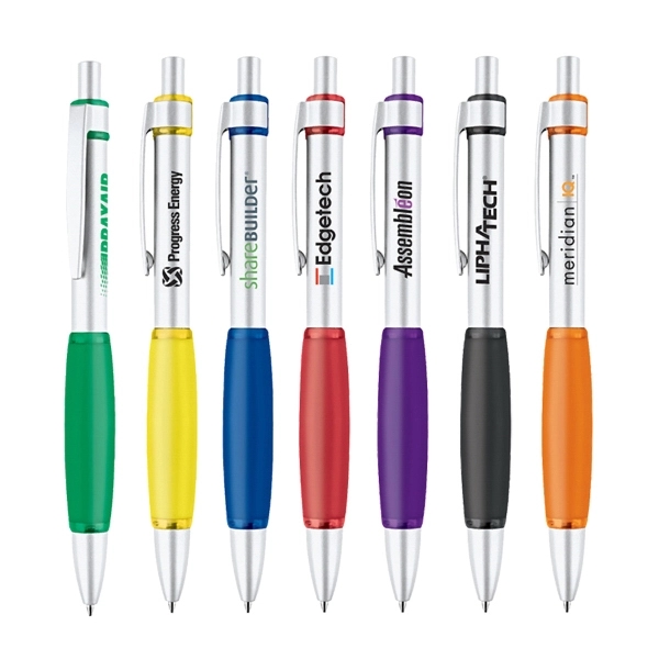 Aluminum constructed pen with soft color rubber grip - Image 1