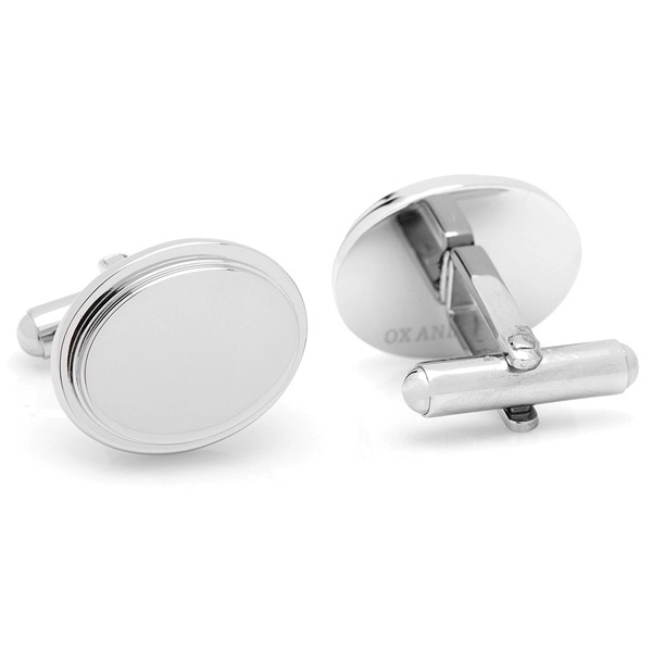 Stainless Steel Oval Engravable Cufflinks - Image 2