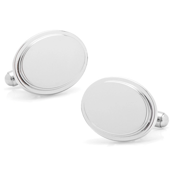 Stainless Steel Oval Engravable Cufflinks - Image 1