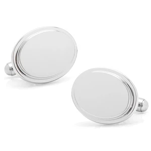 Stainless Steel Oval Engravable Cufflinks
