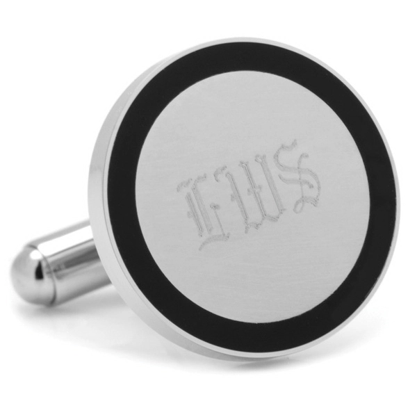 Stainless Steel Round Engravable Framed Cufflinks - Image 2